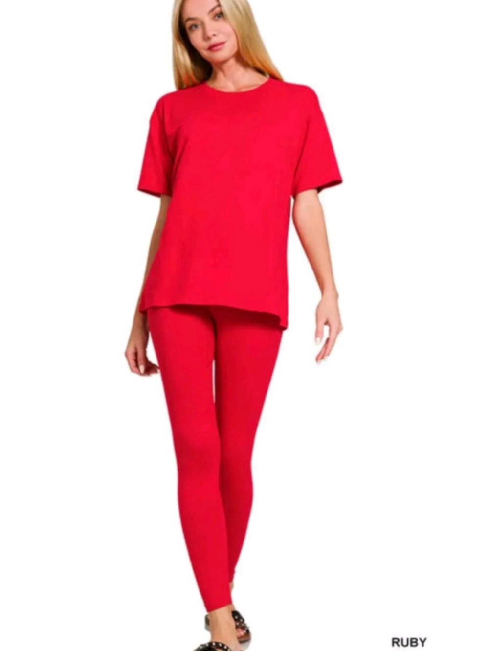 Women's Zenana Red Two-Piece Legging Set Size M BUTTER SOFT!!
